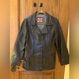 Vintage Women’s Leather Jacket American Base in Black Size Small